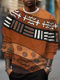 Men's African Ethnic Pattern Color Block Print Casual Sweatshirt