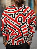 Men's Happy People Fun Line Abstract Art Print Casual Sweatshirt
