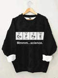 Women's Fun Science Chemical Elements Coffee Print Casual Sweatshirt
