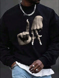 Men's Hip Hop Gesture Print Casual Sweatshirt