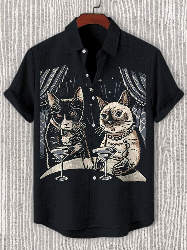 Men's Agent Cat Team Art Print Casual Shirt