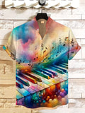 Men's Piano Notes Watercolor Art Print Casual Shirt