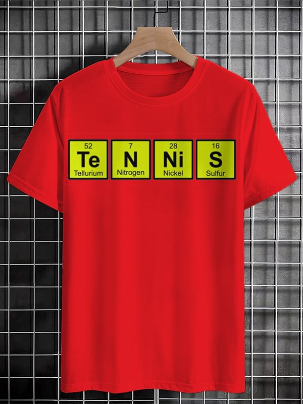 Men's Fun Chemistry And Tennis Graphic Print Cotton Casual T-Shirt