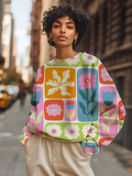 Women's Flower Graphic Illustration Art Print Casual Sweatshirt
