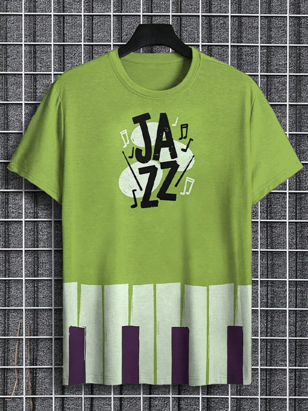 Men's Jazz Piano Key Graphic Print Casual T-Shirt