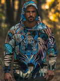 Men's Tiger Flowers Art Print Hooded Sweatshirt