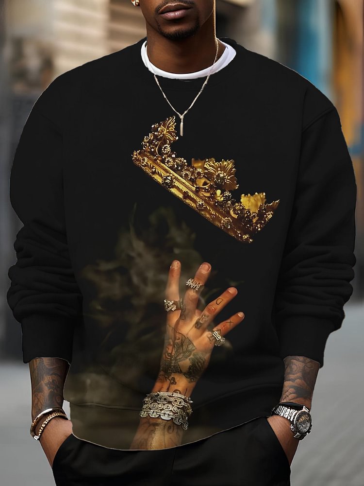 Men's Hiphop King Print Casual Sweatshirt