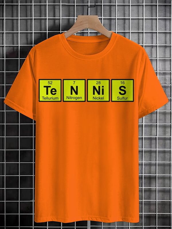 Men's Fun Chemistry And Tennis Graphic Print Cotton Casual T-Shirt