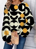 Women's Abstract Geometry Art Print Waffle Cozy Sweatshirt