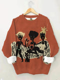 Women's Fun Art Black Girls Print Cozy Sweatshirt