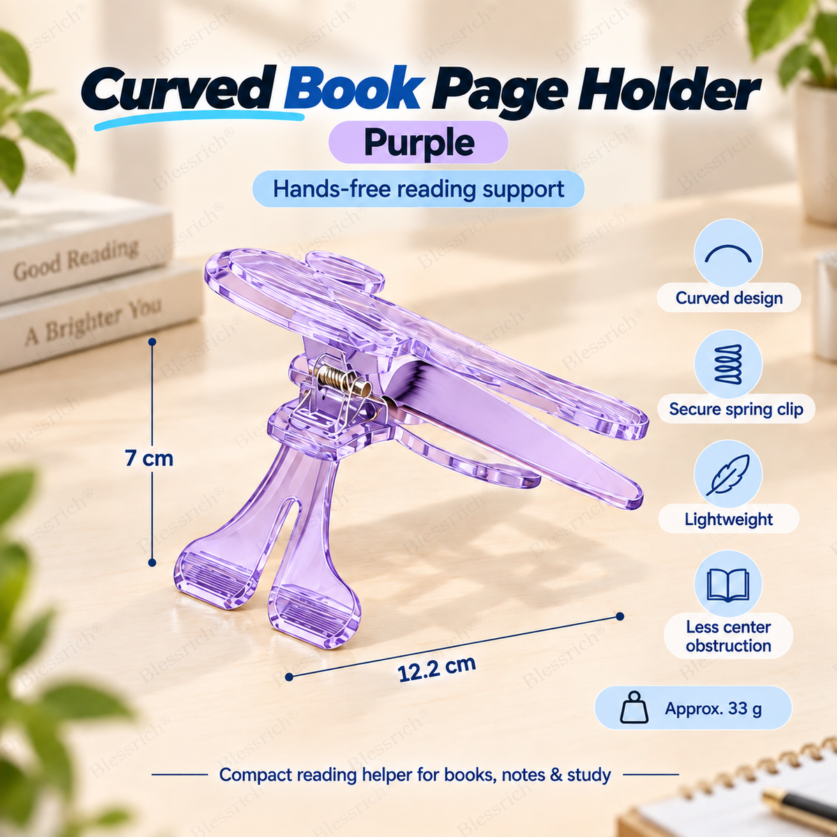 Curved Book Page Holder - 12° Raised Reading Support