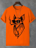 Men's Smoking Bat Fun Art Print Cotton Casual T-Shirt