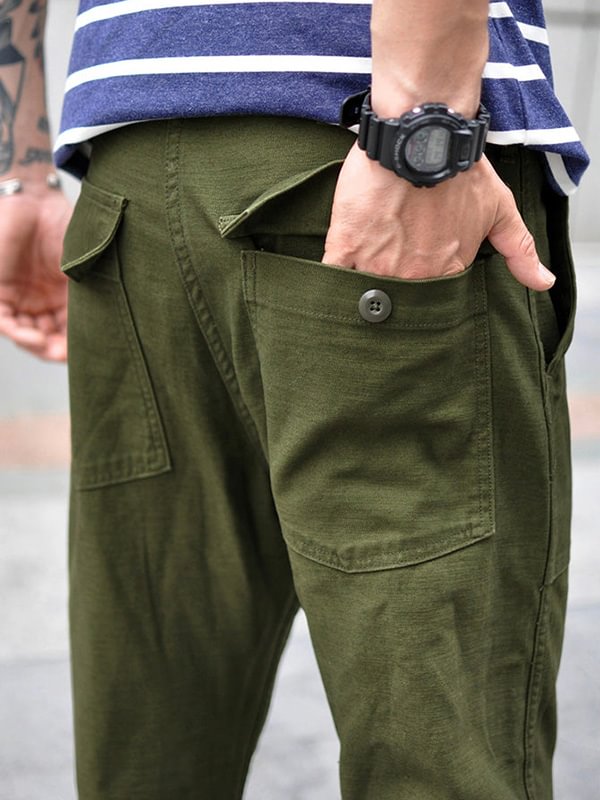 Men's Casual Plain Slant Pockets Straight Leg Pants