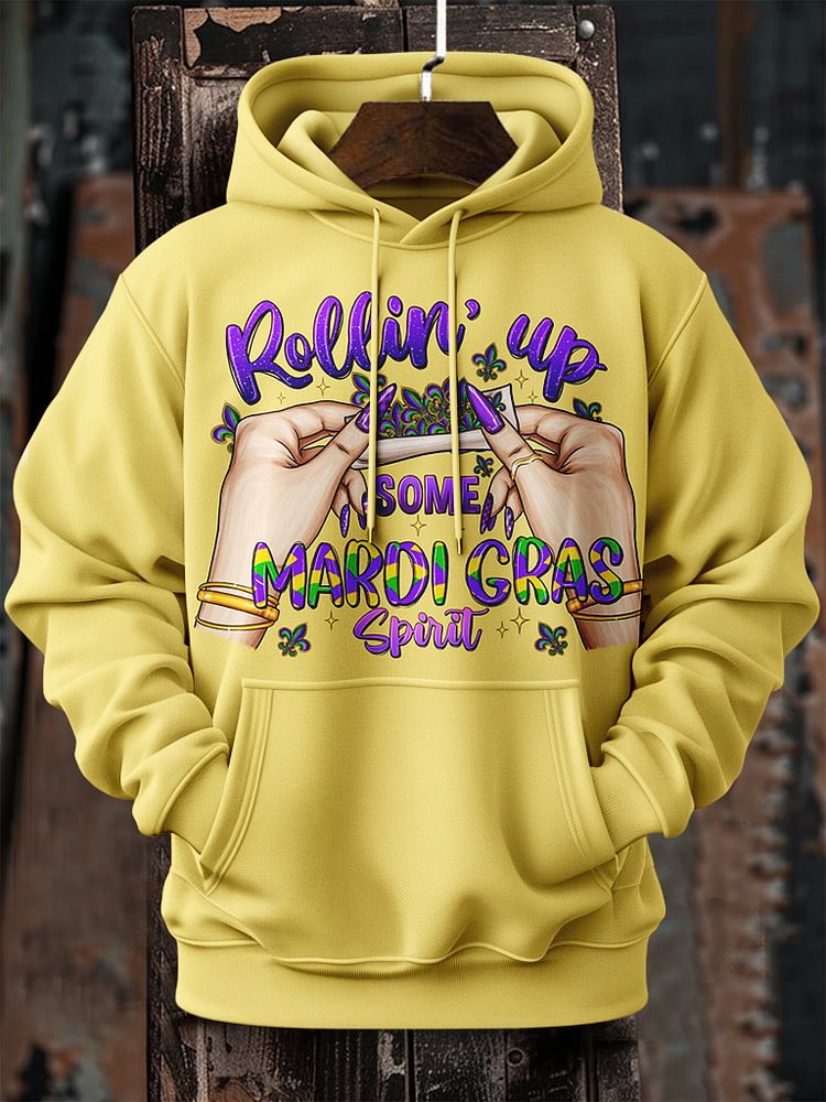 Women's Rolling Up Some Mardi Gras Spirit Print Cozy Hoodie