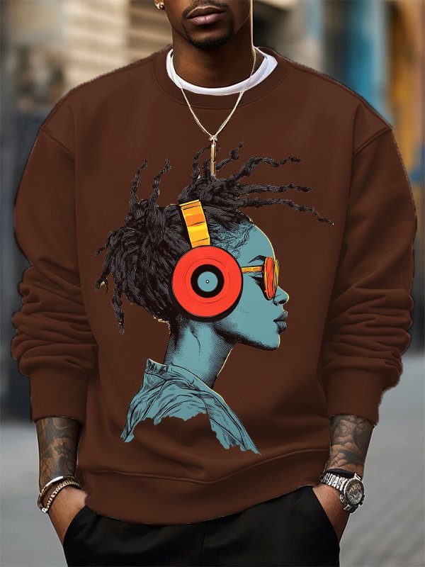 Men's Reggae Music Cool Girl Graphic Print Cotton Casual Sweatshirt