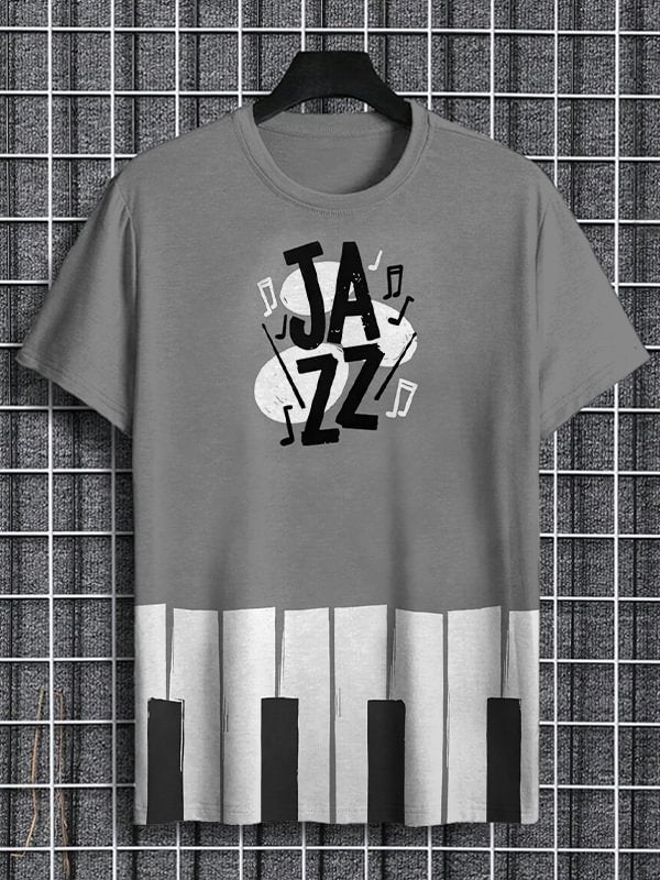 Men's Jazz Piano Key Graphic Print Casual T-Shirt