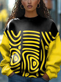 Women's Tribe Geometric Pattern Contrast Color Art Print Causal Sweatshirt