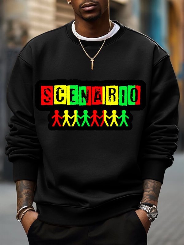 Men's Scenario Hip-Hop Music Pattern Print Cotton Casual Sweatshirt