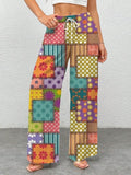 Women's Geometric Pattern Patchwork Hippie Art Print Casual Pants