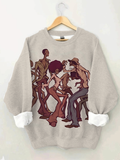 Women's Retro 90s Afro Art Print Casual Sweatshirt