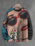 Men's Retro Nostalgia Gun Art Print Knit Sweatshirt