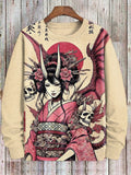 Men's Skull Kimono Girl Japanese Art Print Casual Sweatshirt