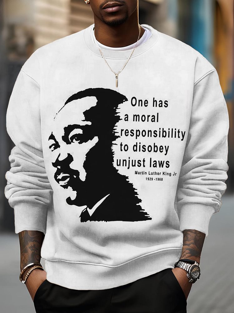 Men's Martin Luther King Day Print Casual Sweatshirt