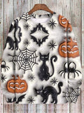 Men's Spider Web Pumpkin Black Cat 3D Expansive Texture Print Casual Sweatshirt