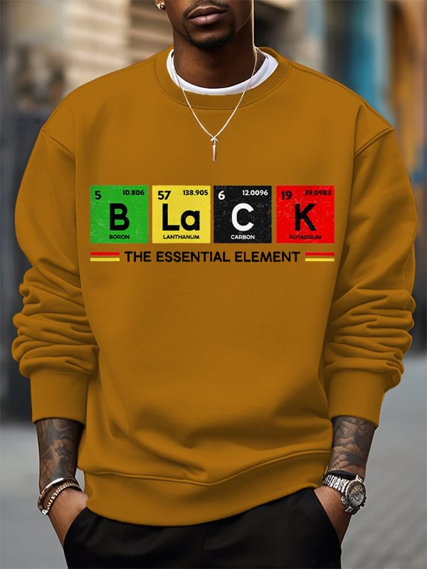 Men's Black The Essential Element Print Cotton Casual Sweatshirt