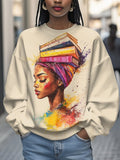 Women's Girl and Books Splash-Ink Art Print Cozy Sweatshirt