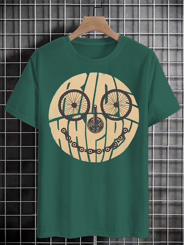 Men's Bike Geometric Fun Art Print Cotton Casual T-Shirt