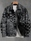 Men's Vintage Paisley Patterns Print Denim-Like Long Sleeve Shirt