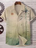 Men's Mountain Sunrise Painting Print Retro Shirt