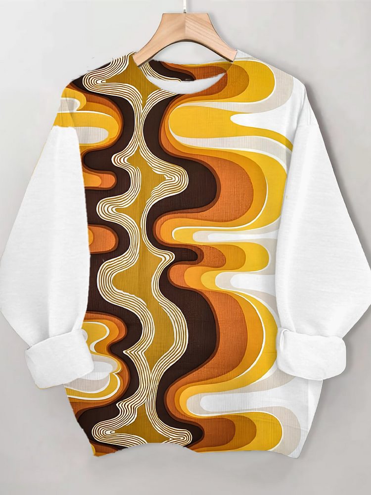 Women's Gradient Geometric Art Print Casual Sweatshirt