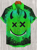 Men's Halloween Demon Smiling Face Art Print Casual Shirt