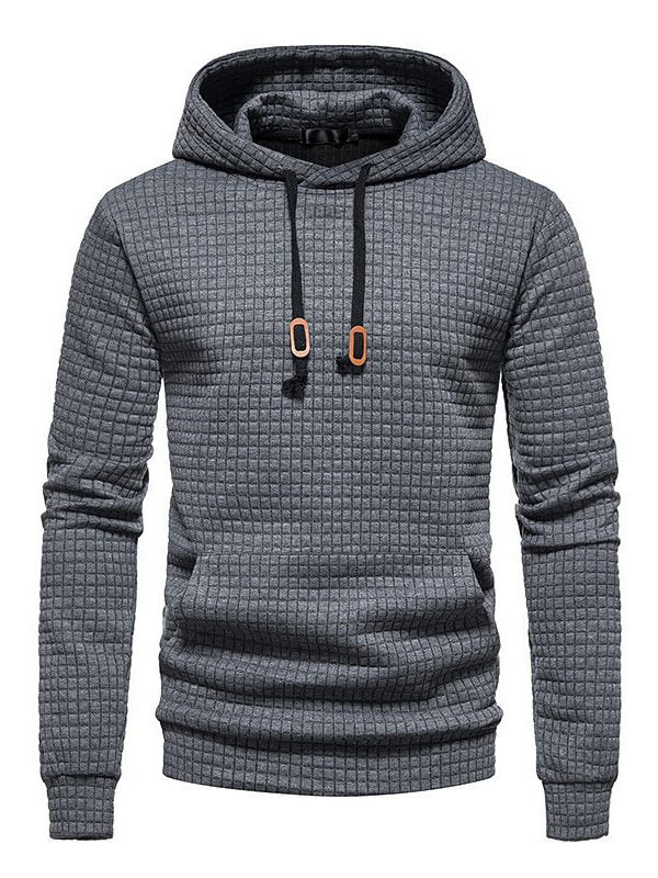 Men's Casual Plain Drawstring Pocket Pullover Hoodie