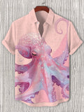 Men's Fantasy Octopus Graphic Print Casual Short Sleeve Shirt