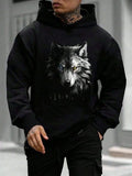Men's Wolf Graphic Mysterious Art Print Casual Hoodie