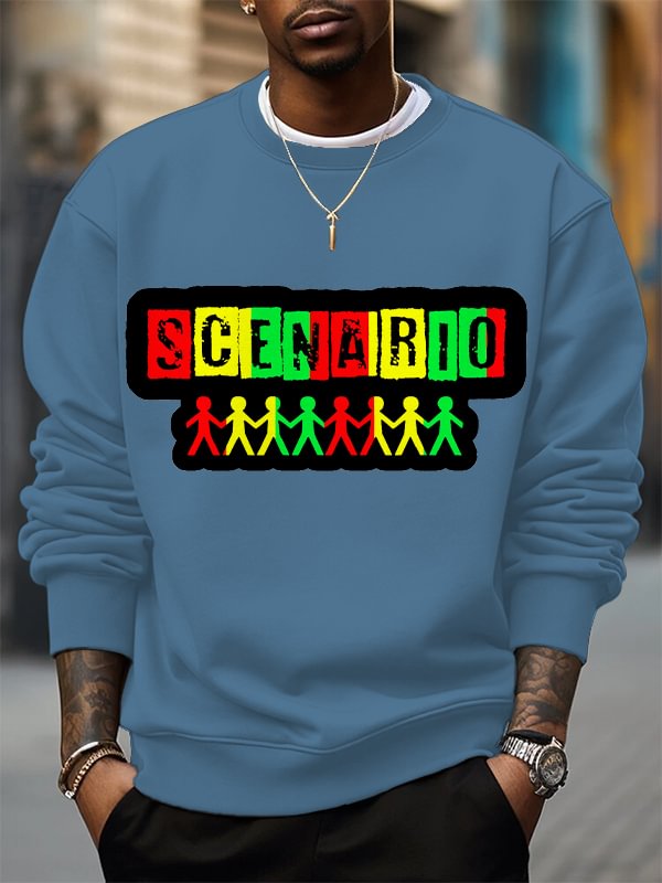 Men's Scenario Hip-Hop Music Pattern Print Cotton Casual Sweatshirt