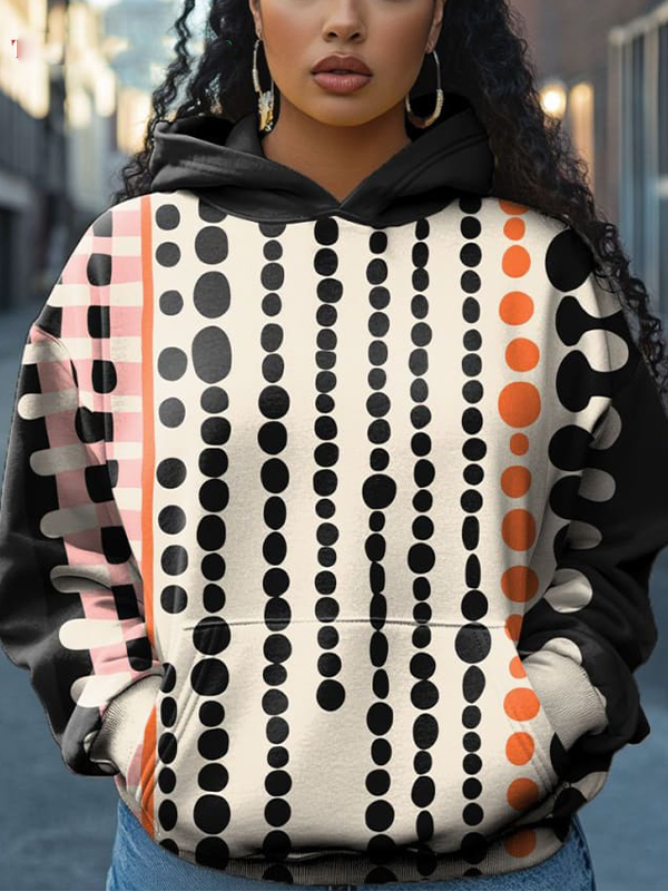 Women's Geometric Dot Art Print Cozy Hoodie