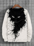 Men's Black Cat Mystery Art Print Casual Sweatshirt