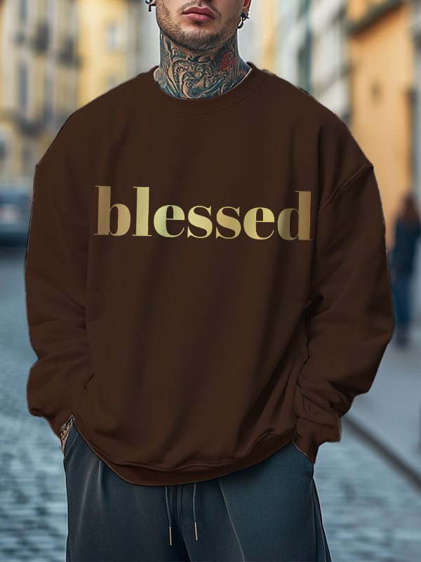 Men's Blessed Print Cotton Casual Sweatshirt