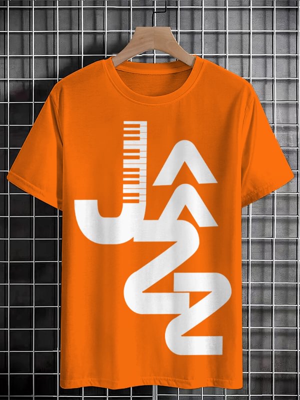 Men's Jazz Musical Keyboard Print Cotton Casual T-Shirt
