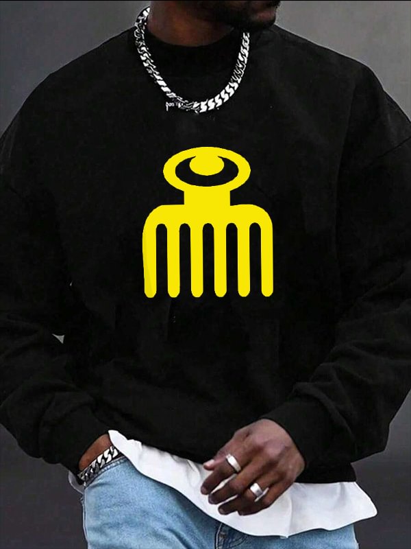 Men's African Comb Graphic Print Casual Sweatshirt