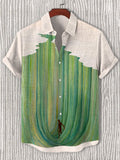 Men's Man Standing In Giant Green Wave Art Print Short Sleeve Shirt