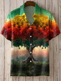 Men's Rastafari Tree Of Life Reggae Spirituality Art Print Linen Blend Shirt