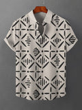 Men's Retro Geometric Print Short Sleeve Shirt