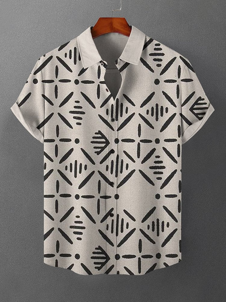 Men's Retro Geometric Print Short Sleeve Shirt