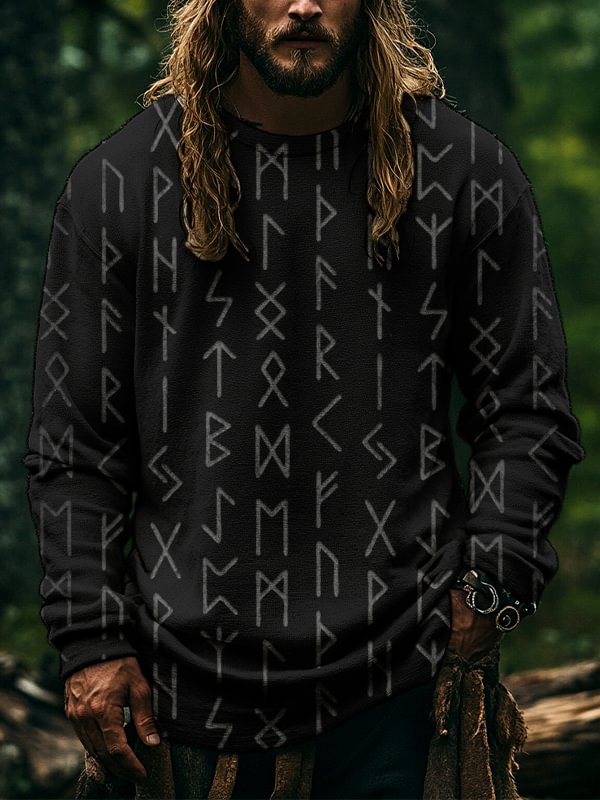 Men's Mythical Viking Runes Print Casual Sweatshirt