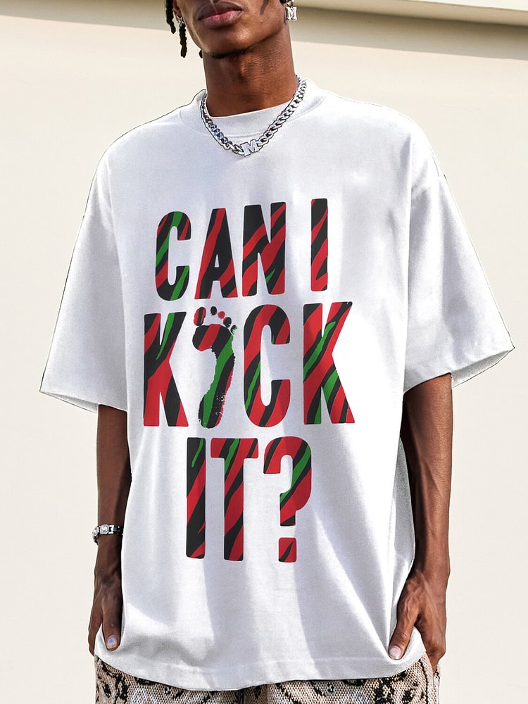 Men's Called Quest Hip-hop Can I Kick It Print Cotton Casual T-Shirt